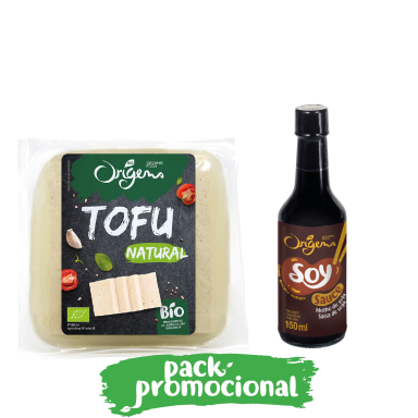 Tofu natural e molho de soja biologicos