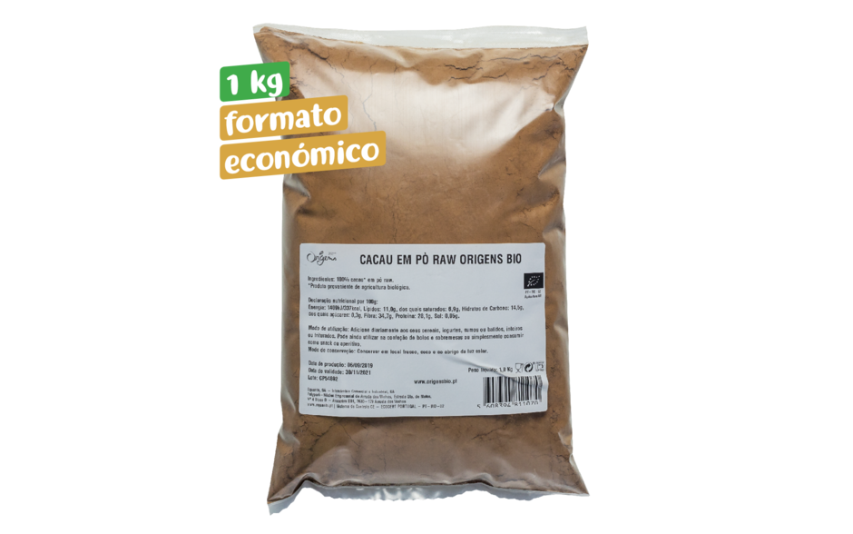 Formato Económico de 1Kg de Cacau em Pó Raw