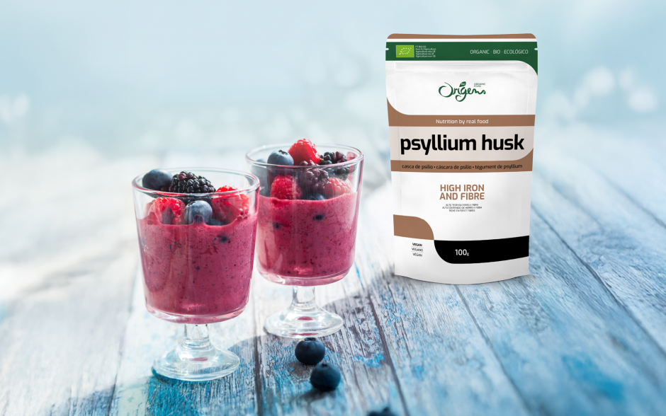 Mousse de Frutos Vermelhos, Iogurte e Psyllium Husk